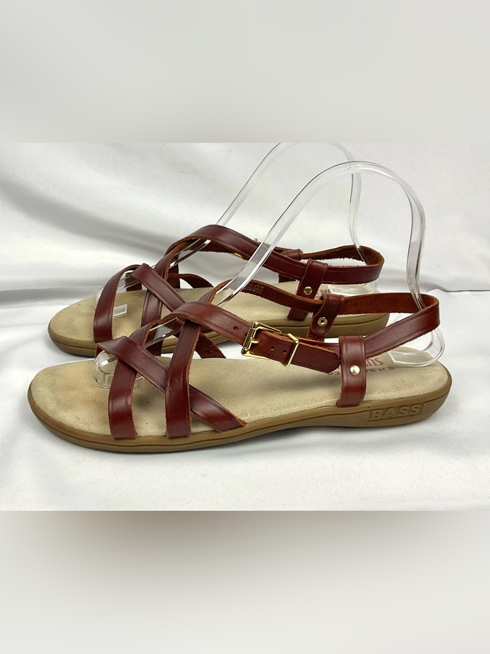 G. H. Bass Sunjuns Sandals Vintage Mahogany Margie Leather Sandal Sz 8.5 Wide